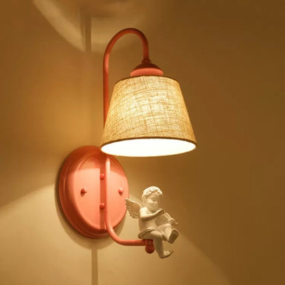 Vivolux | Stoffen taps toelopende schaduw wandlamp eetkamer 1 hoofd macaron stijl wandlamp met levendige decoratie