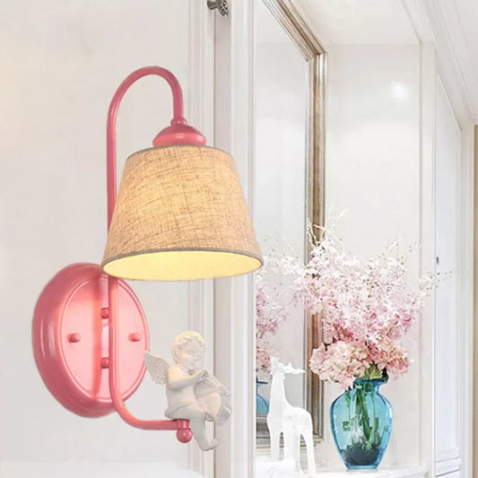 Vivolux | Stoffen taps toelopende schaduw wandlamp eetkamer 1 hoofd macaron stijl wandlamp met levendige decoratie