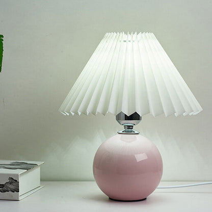 Vivolux | Nordische minimalistische 1-flammige Tischlampe aus Keramik mit Plissee