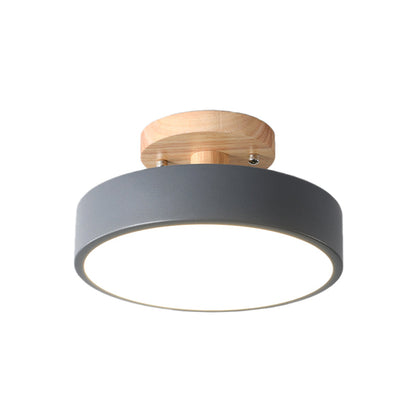 Vivolux | Skandinavische LED-Deckenleuchte mit Holz | Moderne Trommelform für Flure und Eingänge | Energieeffiziente Beleuchtung