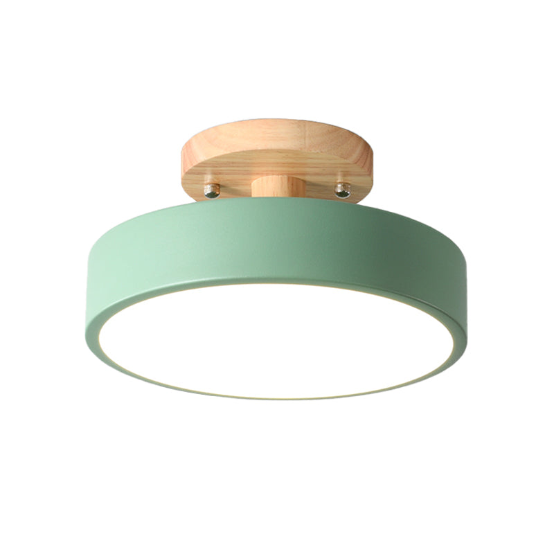 Vivolux | Skandinavische LED-Deckenleuchte mit Holz | Moderne Trommelform für Flure und Eingänge | Energieeffiziente Beleuchtung
