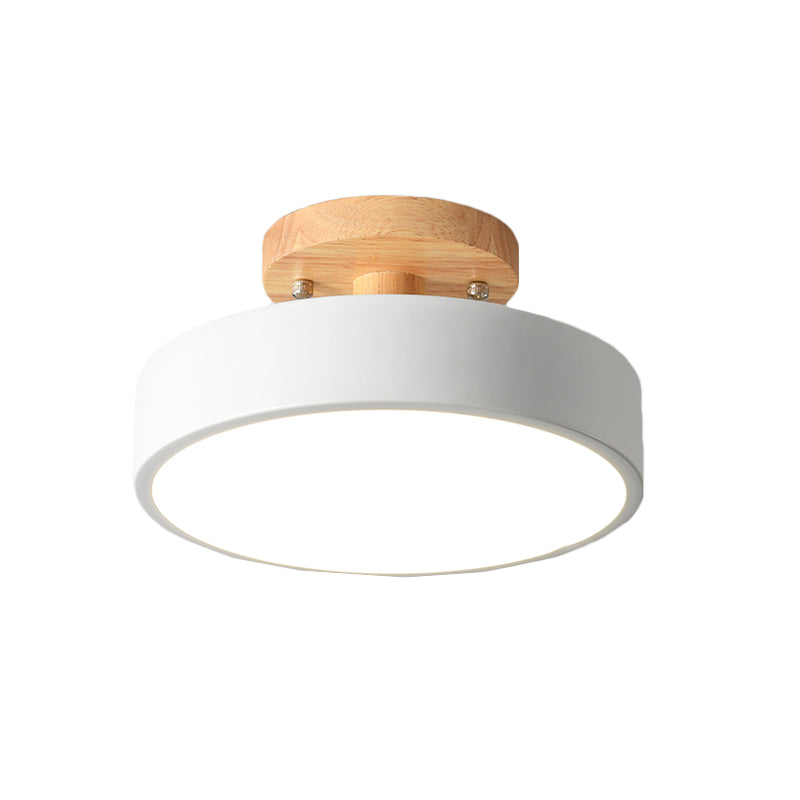 Vivolux | Skandinavische LED-Deckenleuchte mit Holz | Moderne Trommelform für Flure und Eingänge | Energieeffiziente Beleuchtung
