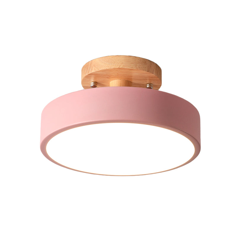 Vivolux | Skandinavische LED-Deckenleuchte mit Holz | Moderne Trommelform für Flure und Eingänge | Energieeffiziente Beleuchtung