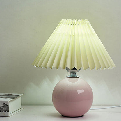 Vivolux | Nordische minimalistische 1-flammige Tischlampe aus Keramik mit Plissee