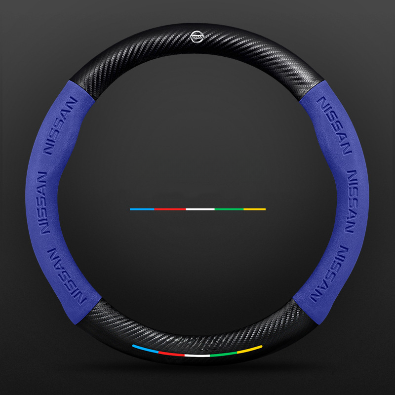 Anti-Rutsch 3D Prägung Kohlefaser Leder Auto Lenkradbezug Universelle Passform