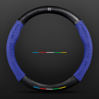 Anti-Rutsch 3D Prägung Kohlefaser Leder Auto Lenkradbezug Universelle Passform