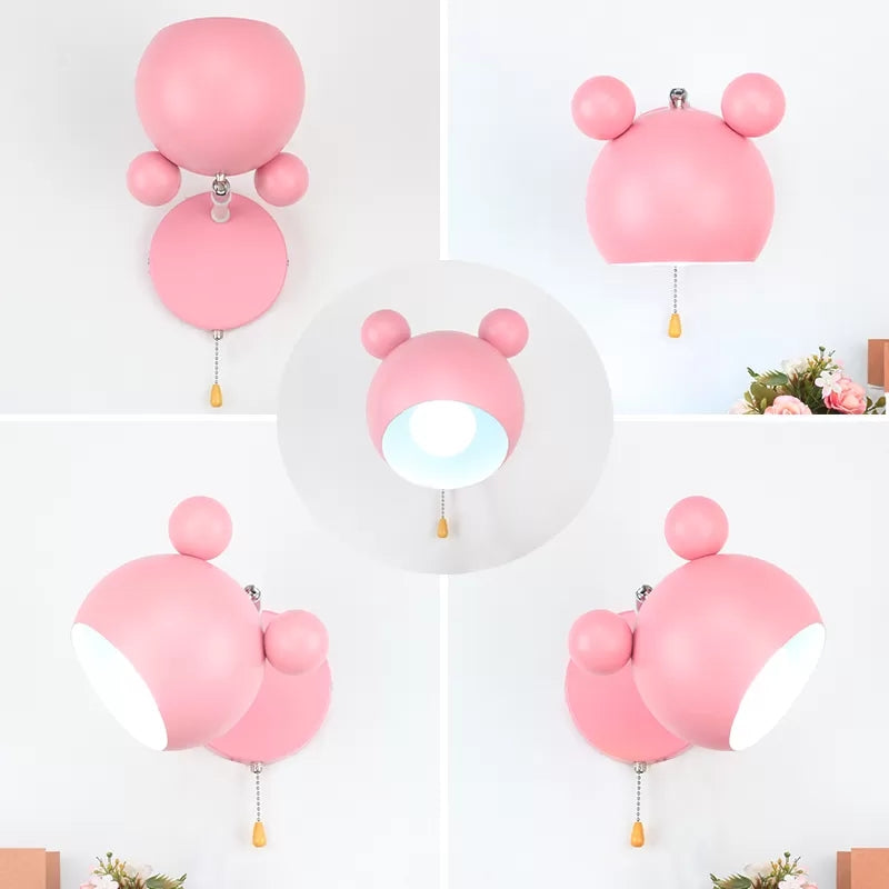 Vivolux | Macaron Mouse Wandleuchte mit Zugkette 1 Kopf Metall Wandlampe für Arbeitszimmer