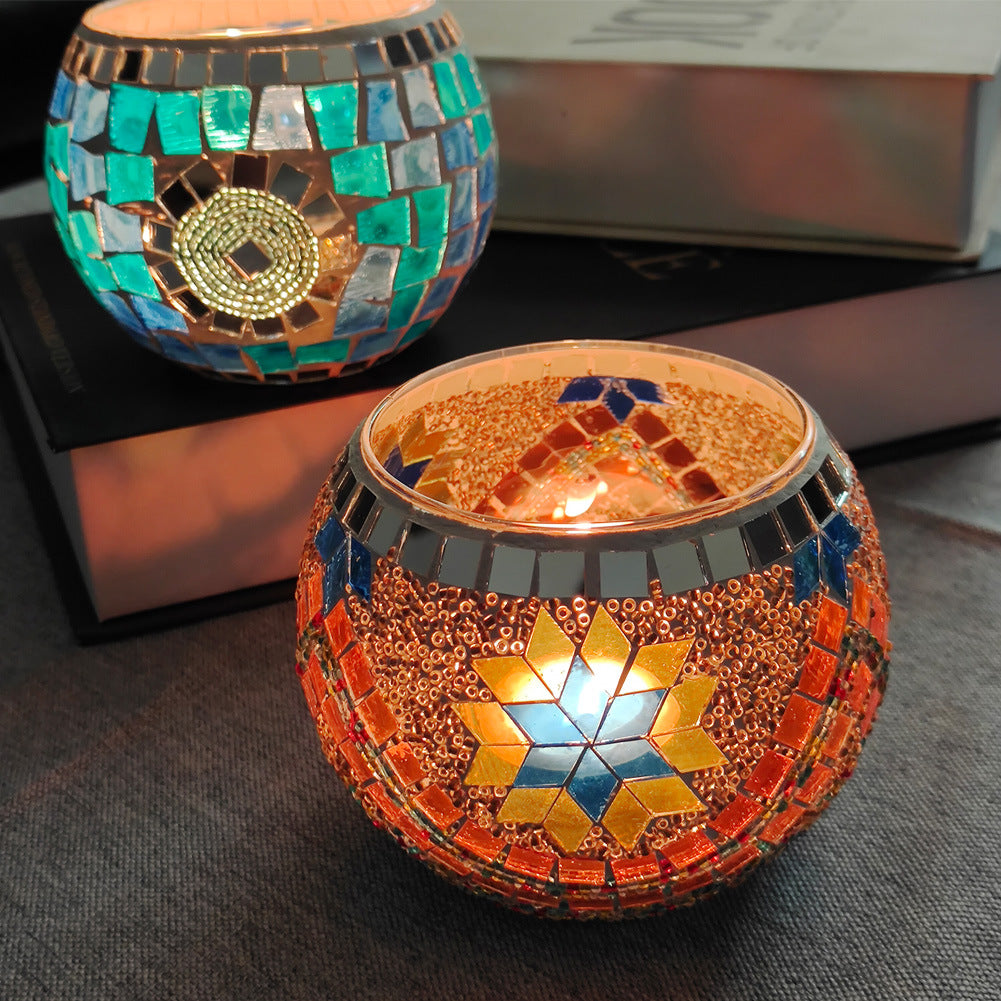 Vivolux | Europäischer Retro Glas Mosaik Teelichthalter