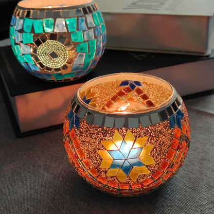Vivolux | Europäischer Retro Glas Mosaik Teelichthalter