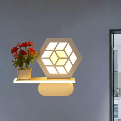 Vivolux | Moderne weiße Wandlampe mit Regal Acryl Wandleuchte für Büro Lernzimmer