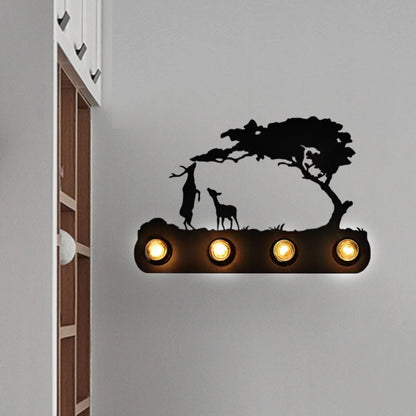 Vivolux | Studeerkamer Transportband Wandlamp mit Herten Metall 4 Leuchten Antik Schwarz Wandlicht