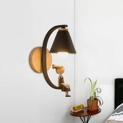 Vivolux | 1 Licht Trichter Schirm Wandleuchte Nordic Stil Metall Wandlampe für Kinder Schlafzimmer Küche
