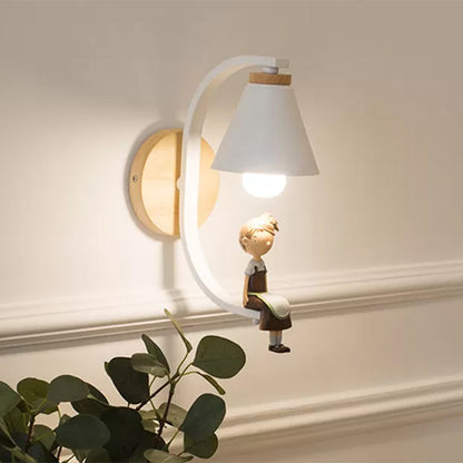 Vivolux | 1 Licht Trichter Schirm Wandleuchte Nordic Stil Metall Wandlampe für Kinder Schlafzimmer Küche