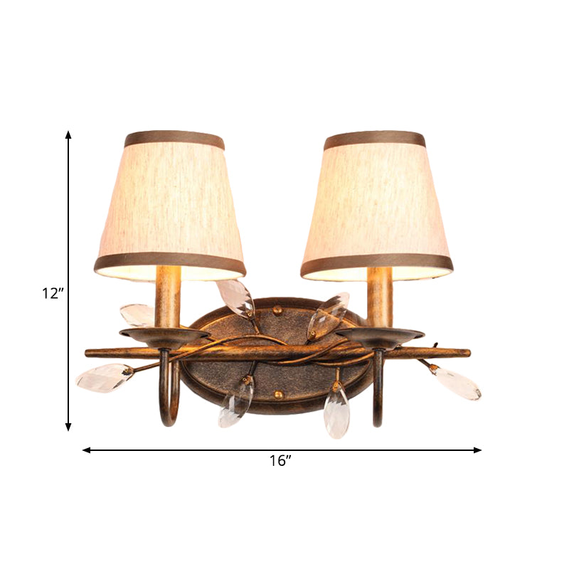 Vivolux | Getaperde Badkamer Vanity Lichtarmatuur Vintage Stof 1/2/3 Lichten Bruin Wandmontage Licht