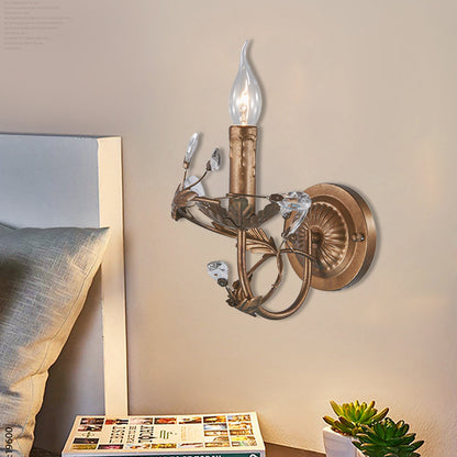 Vivolux | Vintage Kaars Wandlamp Licht 1 Licht Messing Metaal Wandmontage Licht met Crystal Accent