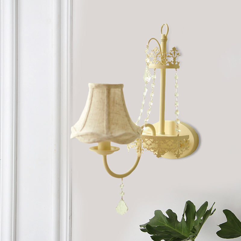 Vivolux | Witte 1 licht wandmontage licht vintage kristalstrang gebogen arm wandlamp met kap/zonder kap