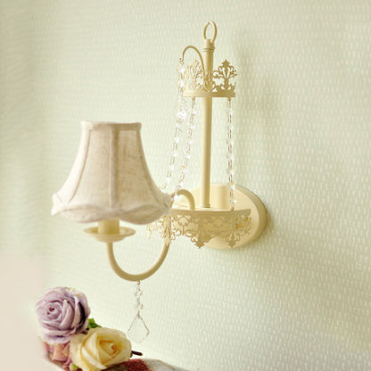 Vivolux | Witte 1 licht wandmontage licht vintage kristalstrang gebogen arm wandlamp met kap/zonder kap