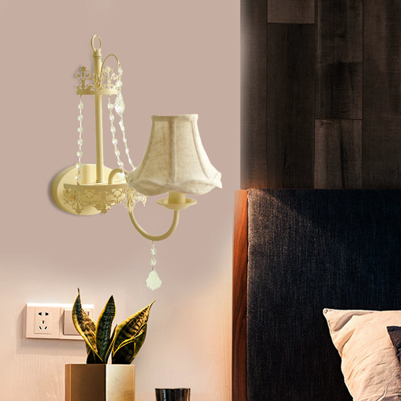 Vivolux | Witte 1 licht wandmontage licht vintage kristalstrang gebogen arm wandlamp met kap/zonder kap