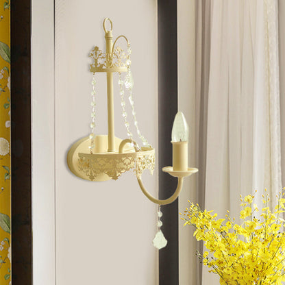 Vivolux | Witte 1 licht wandmontage licht vintage kristalstrang gebogen arm wandlamp met kap/zonder kap