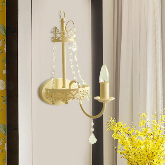 Vivolux | Witte 1 licht wandmontage licht vintage kristalstrang gebogen arm wandlamp met kap/zonder kap