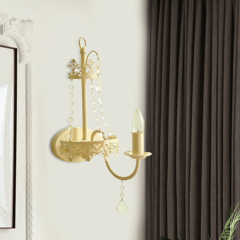 Vivolux | Witte 1 licht wandmontage licht vintage kristalstrang gebogen arm wandlamp met kap/zonder kap