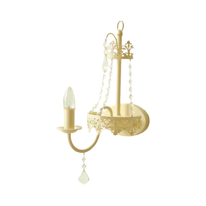 Vivolux | Witte 1 licht wandmontage licht vintage kristalstrang gebogen arm wandlamp met kap/zonder kap
