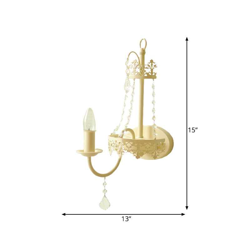 Vivolux | Witte 1 licht wandmontage licht vintage kristalstrang gebogen arm wandlamp met kap/zonder kap