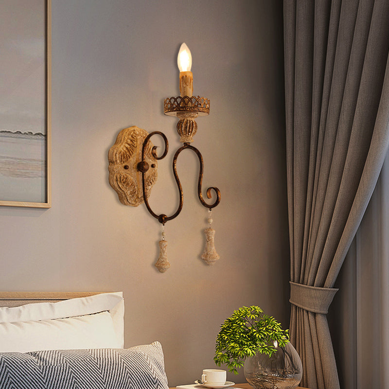 Vivolux | Gewunden Arm Schlafzimmer Wandlampe Rustikales Eisen 1/2 Licht Abgeblätterte weiße Wandmontierte Lampe