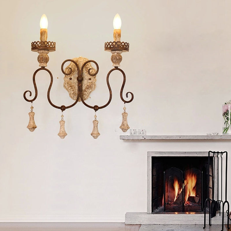 Vivolux | Gewunden Arm Schlafzimmer Wandlampe Rustikales Eisen 1/2 Licht Abgeblätterte weiße Wandmontierte Lampe