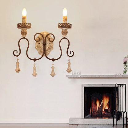 Vivolux | Gewunden Arm Schlafzimmer Wandlampe Rustikales Eisen 1/2 Licht Abgeblätterte weiße Wandmontierte Lampe