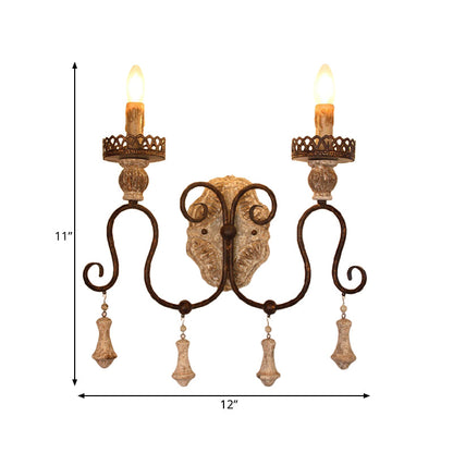 Vivolux | Gewunden Arm Schlafzimmer Wandlampe Rustikales Eisen 1/2 Licht Abgeblätterte weiße Wandmontierte Lampe