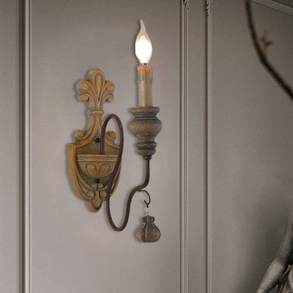 Vivolux | Verwilderte Holz gebogene Arm Wandleuchte Vintage Metall 1/2 Lichter Esszimmer Wandlampe Licht