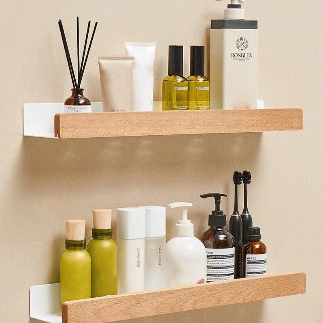 Vivolux | Massivholz Badezimmer-Organizer-Regale ohne Bohren