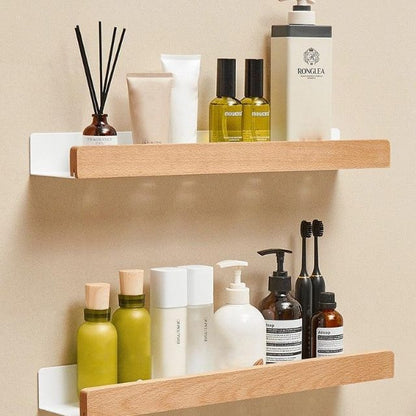 Vivolux | Massivholz Badezimmer-Organizer-Regale ohne Bohren