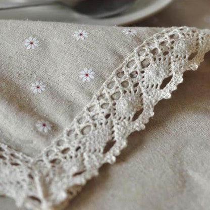 Vivolux | Daisy Print Baumwolle Leinen Tischdecke
