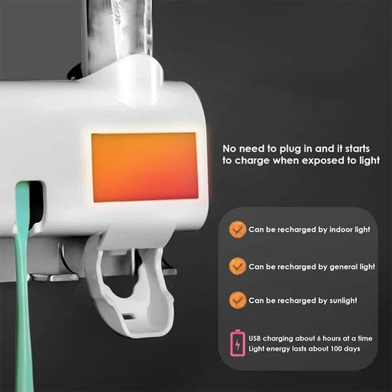 Vivolux | Smart UV-Licht Sterilisator Zahnbürstenhalter, Wandmontage Zahnpastaspender