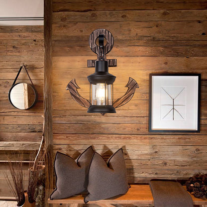 Vivolux | Vintage Anker LED Wandleuchte - Industrie Metall & Holz für Esszimmer/Wohnzimmer