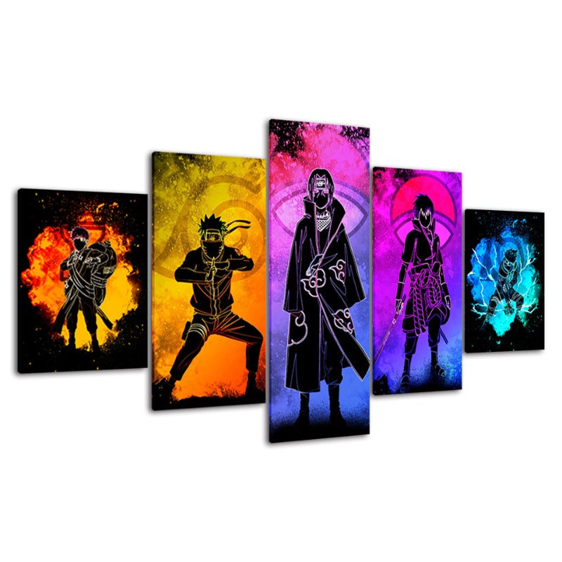 Vivolux | 5 Stück Naruto Anime - Leinwand Wandkunst Gemälde