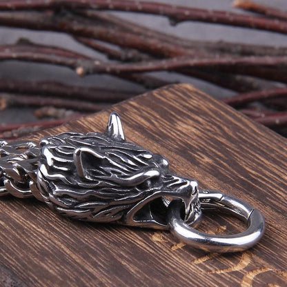 Vivolux | Viking Edelstahl Doppelwolfkopf Fenrir Armband