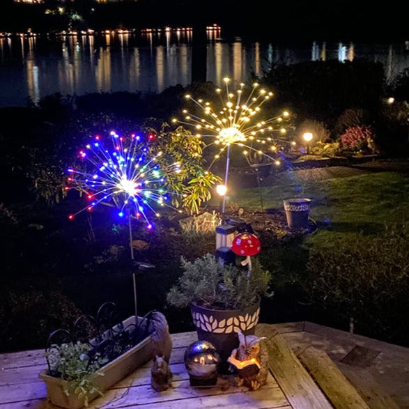 Vivolux | 4 Stück Solar Feuerwerk Gartenlampen - Wetterfeste LED Dekorationsbeleuchtung, Solarenergie für Garten und Patio