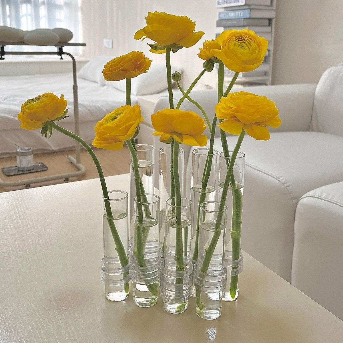 Vivolux | Flexibler Blumenvasen mit Scharnieren | Moderne Glasrohrvase