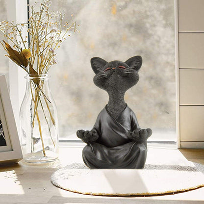 Vivolux | Verspielt Schwarze Buddha Katze Figur Meditation Yoga Sammlerstück Glückliche Katzen Dekor Zuhause Garten Dekoration Gartenornament