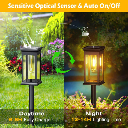 Vivolux | 6-Pack: Solarbetriebene Gartenbeleuchtung IP65 Wasserdicht Auto Ein Aus