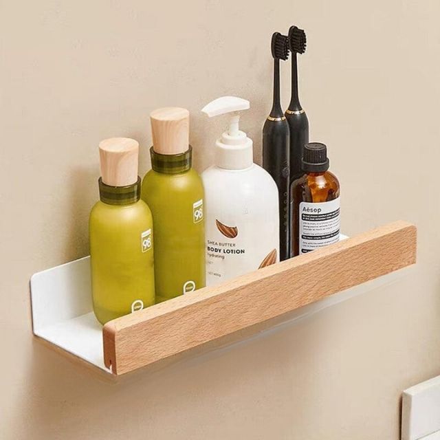 Vivolux | Massivholz Badezimmer-Organizer-Regale ohne Bohren