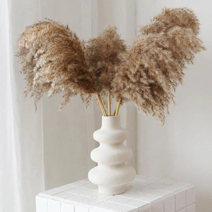 Vivolux | 60 cm natürlicher, echter, braun-beiger getrockneter Pampasgrasstrauß │ flauschige Feder für moderne Boho-Heimdekoration
