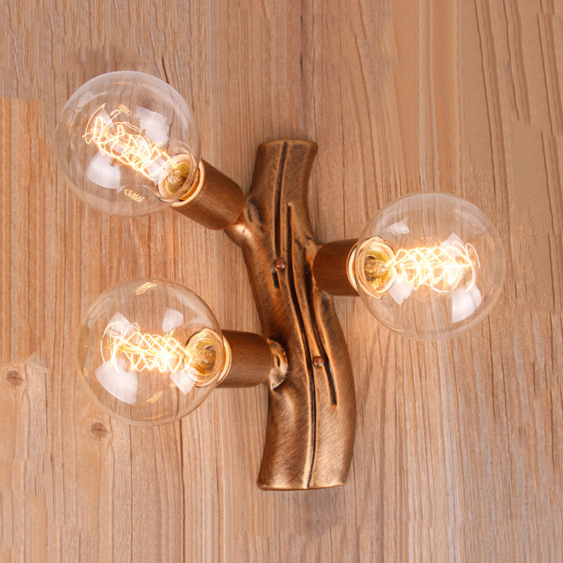 Vivolux | 11.5" Höhe Zweig Wandleuchte 3 Lichter Lodge Stil Wandmontage Licht in Braun für Wohnzimmer