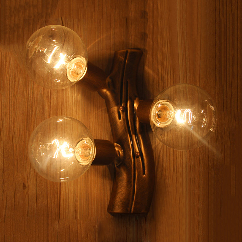 Vivolux | 11.5" Höhe Zweig Wandleuchte 3 Lichter Lodge Stil Wandmontage Licht in Braun für Wohnzimmer