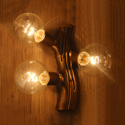Vivolux | 11.5" Höhe Zweig Wandleuchte 3 Lichter Lodge Stil Wandmontage Licht in Braun für Wohnzimmer