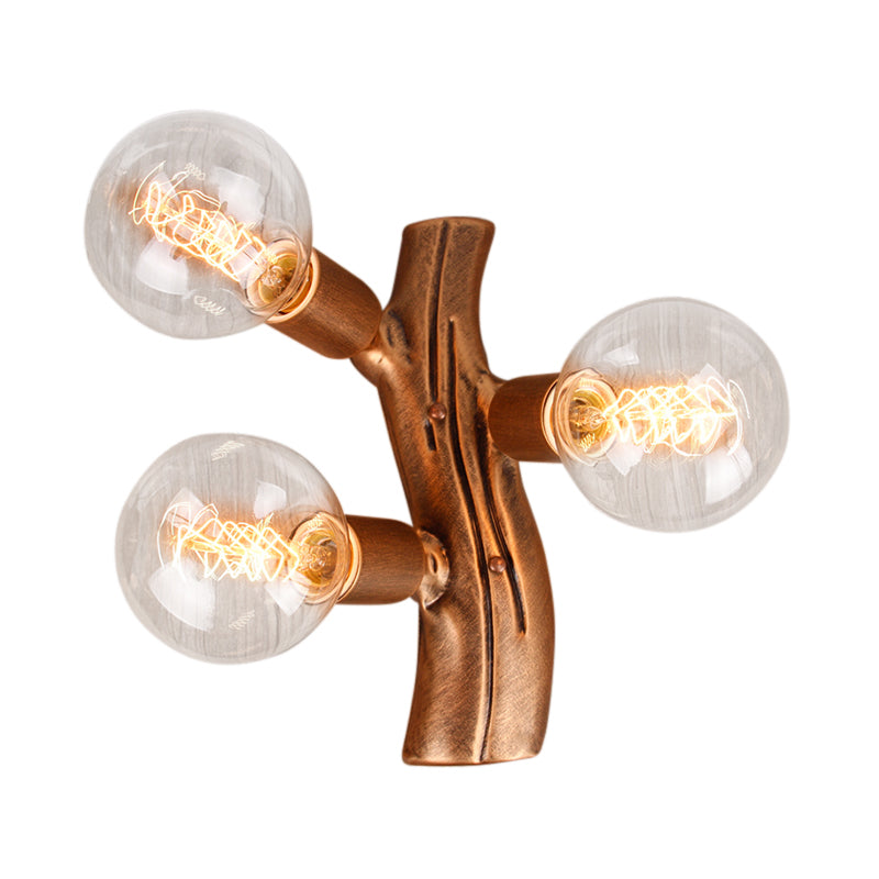 Vivolux | 11.5" Höhe Zweig Wandleuchte 3 Lichter Lodge Stil Wandmontage Licht in Braun für Wohnzimmer