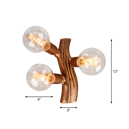 Vivolux | 11.5" Höhe Zweig Wandleuchte 3 Lichter Lodge Stil Wandmontage Licht in Braun für Wohnzimmer